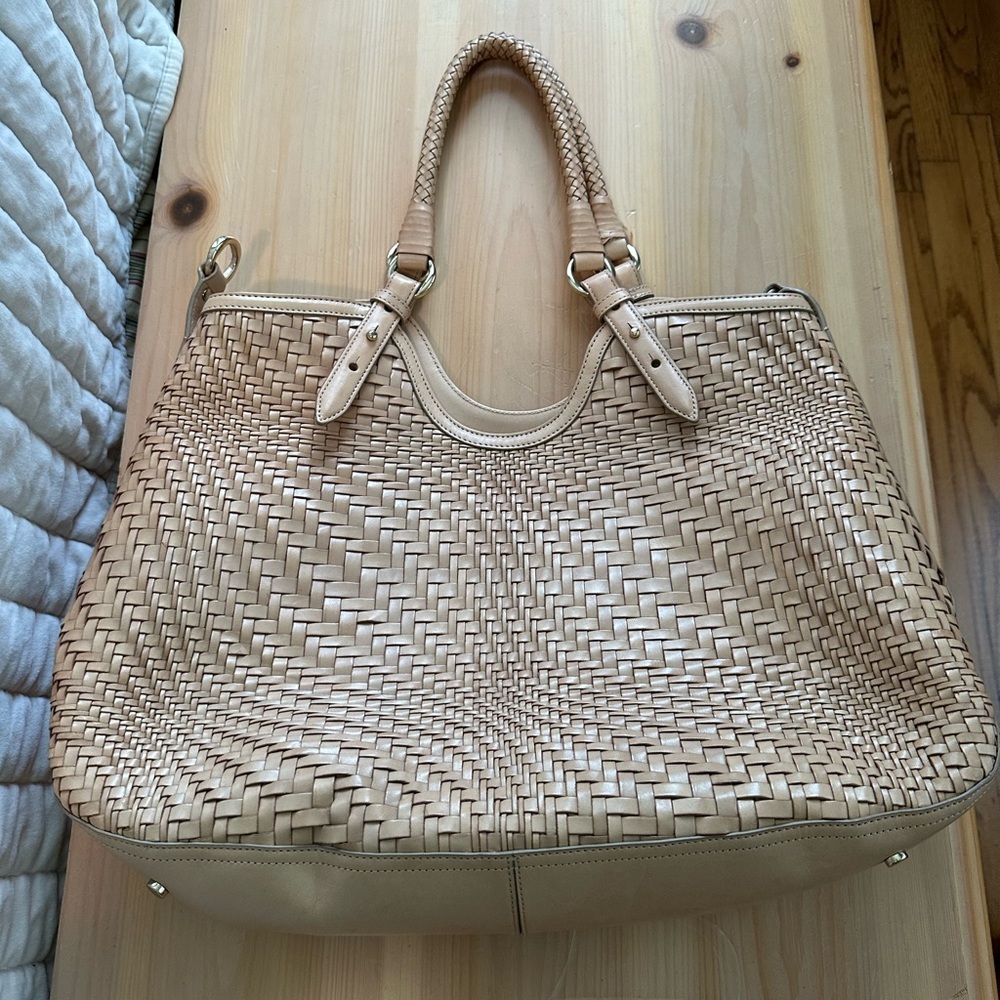 Cole Haan Genevieve Tan Woven Tote EUC